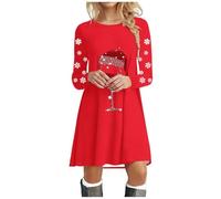 Robe De Fête Manches Longues Robe Courte Décontractée, Vêtements De Soirée Grande Taille Gothique Sexy Élégante Coupe Trapèze Tunique Chic Et Elegant Rigolo Impression Verre Vin