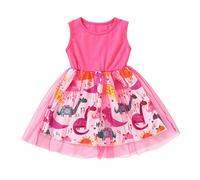 Robe de fête pour fille avec dentelle Tulle pour bébé fille sans manches patchwork enfant enfant princesse dinosaure fille vêtements & jupe fille leggings avec, Rose, 3-4 ans