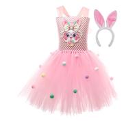 Robe de fête pour fille de Pâques en polyester + nylon + tulle, vêtements réglables sur le thème du lapin, vêtements de Noël pour , anniversaire, Noël en plein air, intérieur jeu de rôle
