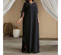 Robe de fête, robe de femme ample et fluide à manches courtes noire grande taille, parfaite pour une fête de mariage ou un cadeau, robe longue style plage ajustée et grande taille. 0XL,1XL,2XL,3XL,4XL