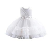 Robe de Fille à Effet 3D pour Anniversaire Concours beauté et Occasions spéciales élégante (b-White, 5-6 Years)