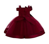 Robe De Filles Sans Manches Épaules Dénudées Robes De Princesse Robe De Bal De Fête Robes De Soirée Vêtements Pour Enfants Robe D'été Bébé Robe D'Anniversaire Robe De Baptême Bordeaux 12-18 Mois