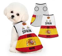 Robe de Football Personnalisée pour Chien - Maillot sans Manches avec Nom, Numéro et Logo, en Polyester Respirant pour Petits Chiens, pour Votre Animal de Compagnie (Espag-ne)