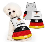 Robe de Football Personnalisée pour Chien - Maillot sans Manches avec Nom, Numéro et Logo, en Polyester Respirant pour Petits Chiens, pour Votre Animal de Compagnie (Alle-magne)