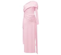 Robe de grossesse de style français pour une définition élégante de la taille d'été longue avec robe de grossesse britannique à la mode, rose, S