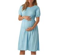 Robe de Grossesse - MAMALICIOUS - Pannie - Bleu - Col rond - Manches 2/4 L