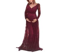 Robe de Grossesse Robes Maternité Robe Longue Femme ete Maternité à manches Longues en Tulle Jupe Dentelle Femme Robes Femmes d été Robe Femme Enceinte Robe Grossesse Shooting Photo Robe de Soirée