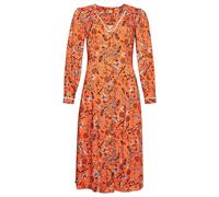 Superdry Printed V Tea Long Sleeve Midi Dress Orange S Femme