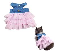 Robe de lapin - Costume de lapin - Jupe en tissu à porter au quotidien pour petit chat, chien, chiot, chinchilla, cochon d'Inde, robe de fête pour photo (rose denim, taille M)