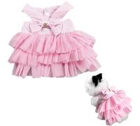 Robe de lapin - Costume de lapin - Jupe en tissu à porter au quotidien pour petit chat, chien, chiot, chinchilla, cochon d'Inde, robe de fête pour photo (rose rayé, taille XS)