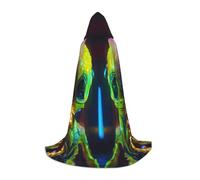 Robe de magicien à capuche avec imprimé planète extraterrestre pour Halloween, médiévale, Renaissance, cosplay, fête de Noël