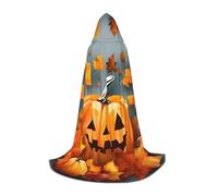 Robe de magicien à capuche avec motif feuilles d'automne et citrouille pour Halloween, costume médiéval de la Renaissance, cosplay, fête de Noël