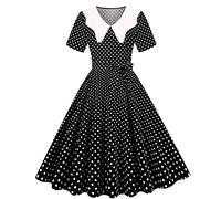 Robe de Mariage Invitée Femme, Style Années 50, Coupe Swing, Taille Empire, Couleur Bleu Profond, Tenue Chic Soirée, Noir, XXL
