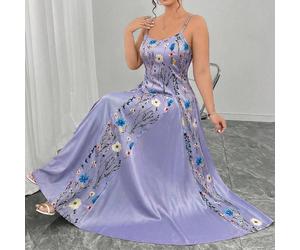 Robe de mariée ample à col rond, imprimé floral aquarelle, ourlet irrégulier. Élégante pour la Saint-Valentin, les sorties, les fêtes, le thé de l'après-midi, les vacances 0XL,1XL,2XL,3XL,4XLImprimés 