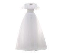 Robe De Mariée Bohème Simple En Dentelle, Épaules Dénudées, Idéale for Une Réception De Mariage Dans Un Jardin Ou Une Cérémonie À L'église(L)