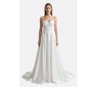 Robe de mariée bustier blanche longue avec corset et dos lacé - M