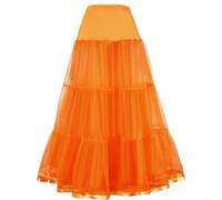Robe de mariée en polyester de couleur unie longue jupe de soutien de longueur régulière pour un usage formel et domestique (S, orange)