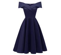 Robe De MariéE Femme Sexy- Robe Cocktail éPaules DéNudéEs-Robe Mi Longue Grande Taille Couleurs Pures Robes pour Femmes Classique De Mode Chic Et éLéGant Basique Dress pour SoiréE FêTe Bal Party