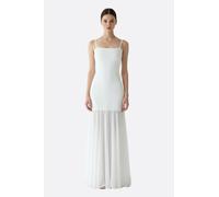 Robe de mariée longue blanche à bretelles fines - L