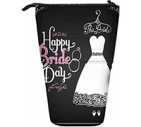 Robe de mariée motif télescopique crayon papeterie étui stylos boîte de rangement avec fermeture éclair pour femmes hommes garçons filles heureux jour de la mariée se marier robe de mariée amour roma