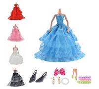 Robe De Mariée Multi-Couches, Chaussures, Robe De Princesse, Tenue Mignonne Pour Poupée Barbie, Cadeau Pour Filles