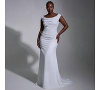 Robe de mariée pour femme grande taille, style héritière du sud de la France, élégante et romantique, décolleté U profond, bustier corset à volants, coupe sirène moulante, robe de soirée, robe de céré