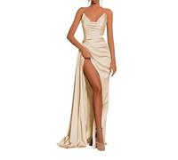 Robe de Mariée pour Invitée Sirène Épaules Dénudées Robe de Bal Sans Manches Longue pour Femme YIAX128, champagne, 36