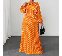 Robe de mariée pour invités de grande taille, élégante et romantique, avec un délicat motif pois français, col drapé en V, manches bouffantes à volants, taille cintrée, plissée et fluide 0XL,1XL,2XL,3