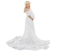Robe de maternité 1pc pour la séance photo, robe de maternité à longue dentelle, robe de photoshoot de grossesse à épaules dénudées, tenues de séance photo maternité à dos creux pour baby shower