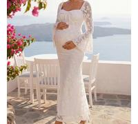 Robe de maternité à bretelles avec nœud papillon floral doux à la française,Robe pour révélation du ,Robe de maternité,Robe pour baby shower L,M,S,XL,XXLPlantesTissu tricoté