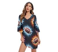 Robe de maternité noire à manches 3/4 avec motif ballon de football américain, Ballon de football américain Fire Ice Noir, Taille XL