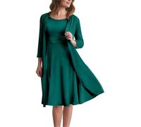 Robe de mère de la mariée en mousseline de soie pour femme avec vestes - Robe formelle deux pièces, bleu sarcelle, 38