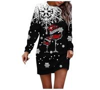 Robe de Mère Noël Femme Bonhomme de Neige Robe Moche Noel Vintage Rétro Année 50s pin-up Rockabilly Swing à Pois Robes Soirée Chic Merry Christmas Dress Déguisement Femme Noël (Z1 Noir,L)