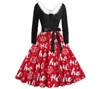 Robe de Mère Noël Femme Imprimé Cerf Robe Mère Noel Robes Pull Tricotée Col Rond Basique Automne Hiver Slim Élastique en Tricot Élégante avec Manches Longues Déguisement Noël (White-p, XL)