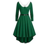 Robe de Mère Noël Femme Renne Flocon de Neige Arbre Robe Réveillon Noel Vintage Années 50s 60s Audrey Hepburn Robes de Soirée Cocktail Mariage Fête Déguisement Mère Noel Sexy (b-Green, XXL)