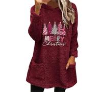 Robe de Noël à capuche pour femme 2025 double velours automne hiver grand profil manches longues décontracté à manches longues en peluche costume de fête pour intérieur extérieur cadeaux de Noël