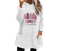 Robe de Noël à capuche pour femme 2025 double velours automne hiver grand profil manches longues décontracté à manches longues en peluche costume de fête pour intérieur extérieur cadeaux de Noël