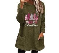 Robe de Noël à capuche pour femme 2025 double velours automne hiver grand profil manches longues décontracté à manches longues en peluche costume de fête pour intérieur extérieur cadeaux de Noël, Vert