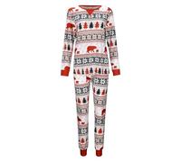 Robe de Noël décontractée pour toute la famille, haut de pyjama et pantalon avec imprimé ours rouge, ensemble deux pièces (maman) pour enfants, Blanc., 3XL
