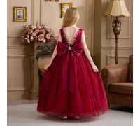 Robe de Noël élégante avec nœud pour préadolescentes, robe de demoiselle d'honneur gracieuse, robe de princesse convenant aux adolescentes, pour mariage, fête, anniversaire, bal de promo et autres occ
