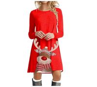 Robe de Noël Femme à Paillettes Manches Longues Élégante et Sensuelle Dentelle Résille Transparente Chaude et Confortable Col U Loose Grande Taille Motif Verre à Vin Rouge et Pois Cocktail Carnaval