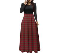 Robe De NoëL Femme Chic,Robe Longue ÉLéGante Femme Imprimé NoëL Manches Longues Cocktail SoiréE Casual Mode Festif