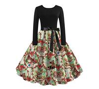 Robe De Noël Femme Grande Taille Robe Moche Noel Mignon Imprimer De Noël Robe Noël Robe de Cocktail Casual Party Soirée Vintage Année 50s Pin-Up Rockabilly Swing Robe à Pois Père Noël Déguisement