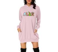 Robe de Noël Femme Grande Taille Rudolph Renne Elfe Robe Noel Ado Imprimée à Manches Longues Cocktail Swing Cosplay Hepburn Robes Dress for Christmas Party Mère Noel Déguisement (XXL)