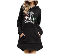 Robe De Noël Femme - Pull Avec Poche Sweat-Capuche Hiver Chaude Pas Cher Manches Longues Capucin Moche Fluide Imprimé Ample Hoodie