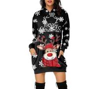 Robe De Noël Femme- Pull De Noël Famille- Moche Sweat À Capuche Hiver Chaude Poche À Manches Longues Pull Noel Wapiti Pullover Noël Chic Moche Sweat Imprimé Noël Élégant Robe De Noel Robe Noël