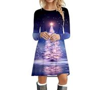 Robe De NoëL Femme Robe De SoiréE Grande Taille, VêTements De SoiréE Chic Col Rond Ample Style Classique Mode Et Elegent Tunique Trapeze Manches Longues Rigolo