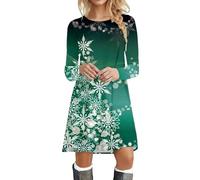 Robe De NoëL Femme Robe De SoiréE Grande Taille, VêTements De SoiréE Chic Col Rond Ample Style Classique Mode Et Elegent Tunique Trapeze Manches Longues Rigolo