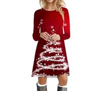 Robe De NoëL Femme Robe De SoiréE Grande Taille, VêTements De SoiréE Chic Col Rond Ample Style Classique Mode Et Elegent Tunique Trapeze Manches Longues Rigolo