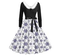 Robe De Noel Femme Soirée Chic Et Glamour Manches Longues Fete Costume Tenue Elegant Soiree Annee 50 Deguisement Cocktail Longue Mere Vetement Bal Sweat Grande Taille Déguisement Empire Noël Sexy,XXL